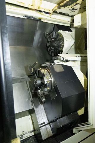 336，日本OKUMA 大隈斜轨车床
 型号：LU3000EX 2SC1000
大隈 SIMUL TURN 双刀塔双主轴数控车床
 主轴顶尖间距（最大加工长度）：1000mm（型号尾缀1000代表此参数）
床身上最大回转直径：φ580 mm
最大精加工切削直径：φ410 mm
X轴行程、Z轴行程：双刀塔结构，
主轴最高转速：5000rpm
标配OSP-P300LA数控系统，-4